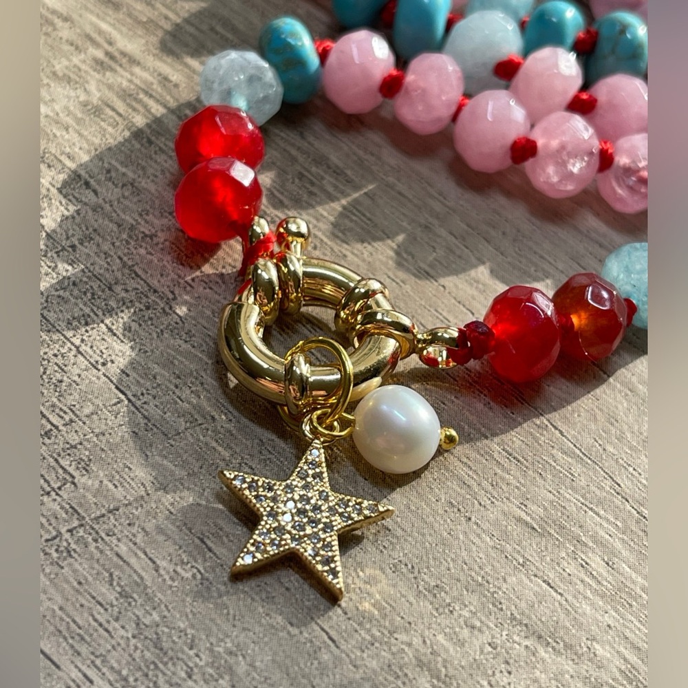 Ms America Necklace 🇺🇸 All Semiprecious Natural Stones - Picture 5 of 6